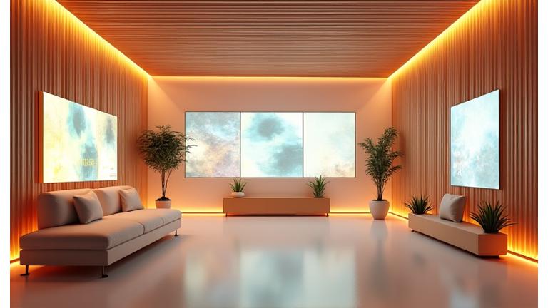 Interfață de rezervare calendar cu o imagine realistă 3D a unui showroom modern Zenit Urban, cu iluminare ambientală vibrantă și elemente tehnologice futuriste.